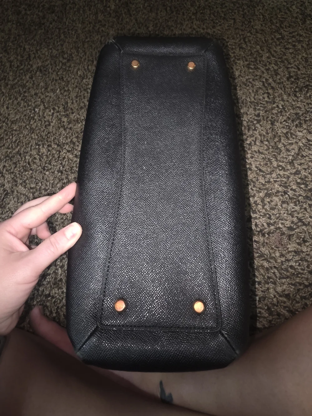 Coach Black Leather Dome Satchel with Gold Logo